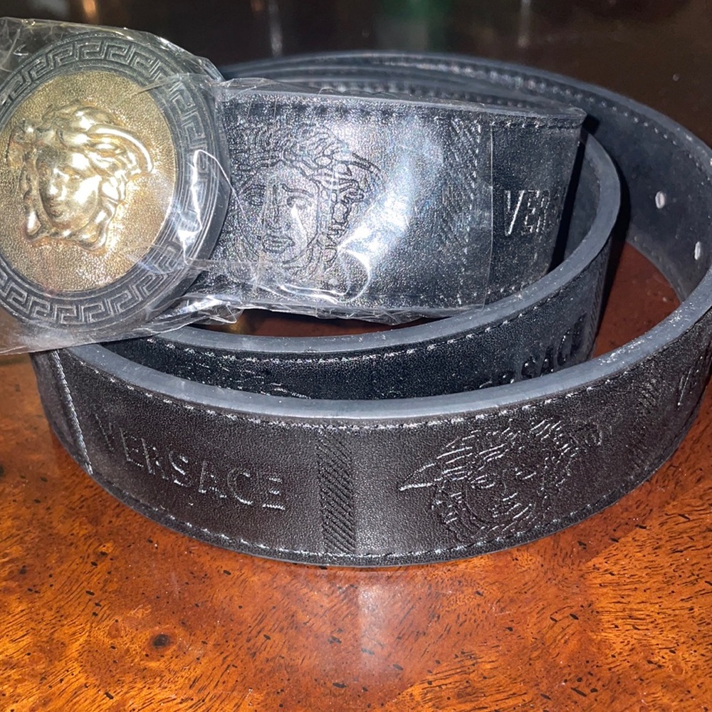 Black and Gold Medusa head Versace belt